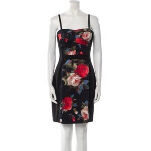 Black Halo Multi Color Floral Tailored Sculpt Corsage Midi Dress Women’s Size 8